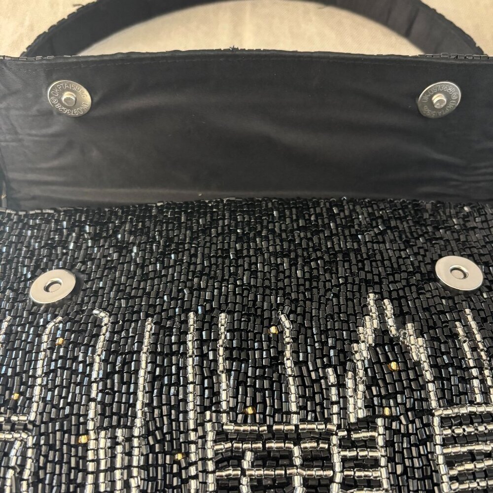 Made in India City Skyline Beaded Bundle - Shoulder Bag and Wristlet - Black - Picture 6 of 16